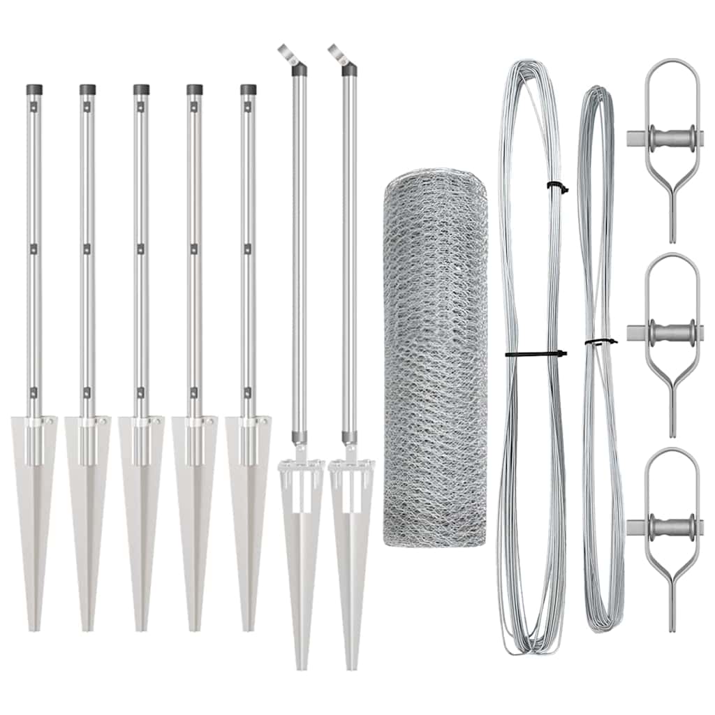 Palo della recinzione Argento 10 x 0,5 m (rete da 13 mm)