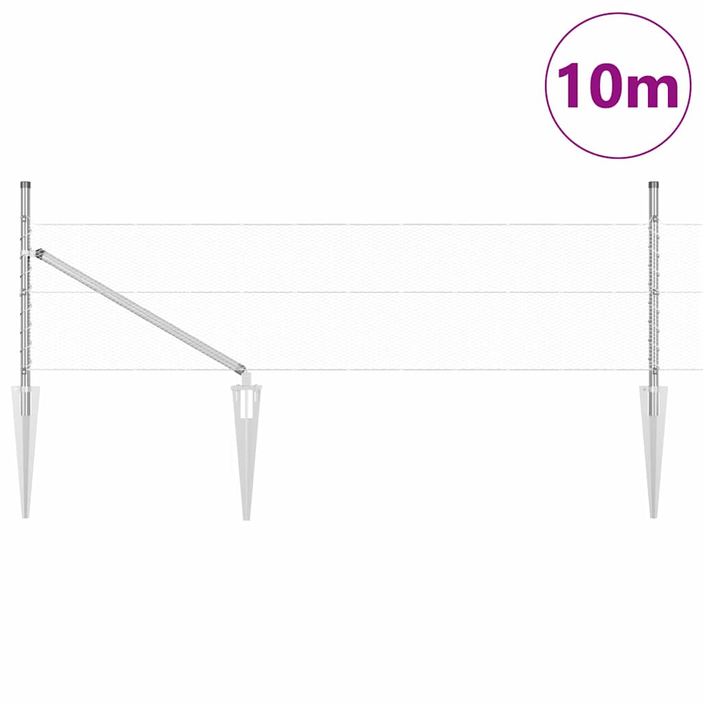 Palo della recinzione Argento 10 x 0,5 m (rete da 13 mm)