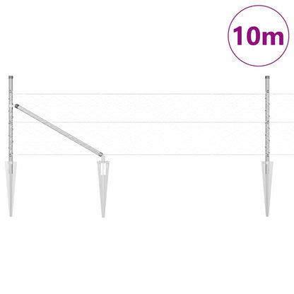 Recinzione esagonale da esterno con palo 10 x 0,5 m Argento