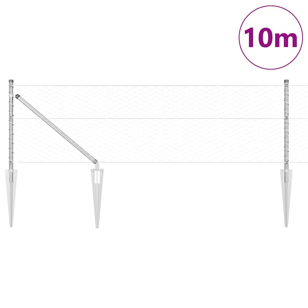 Palo della recinzione Argento 10 x 0,6 m (rete 36 mm) Acciaio