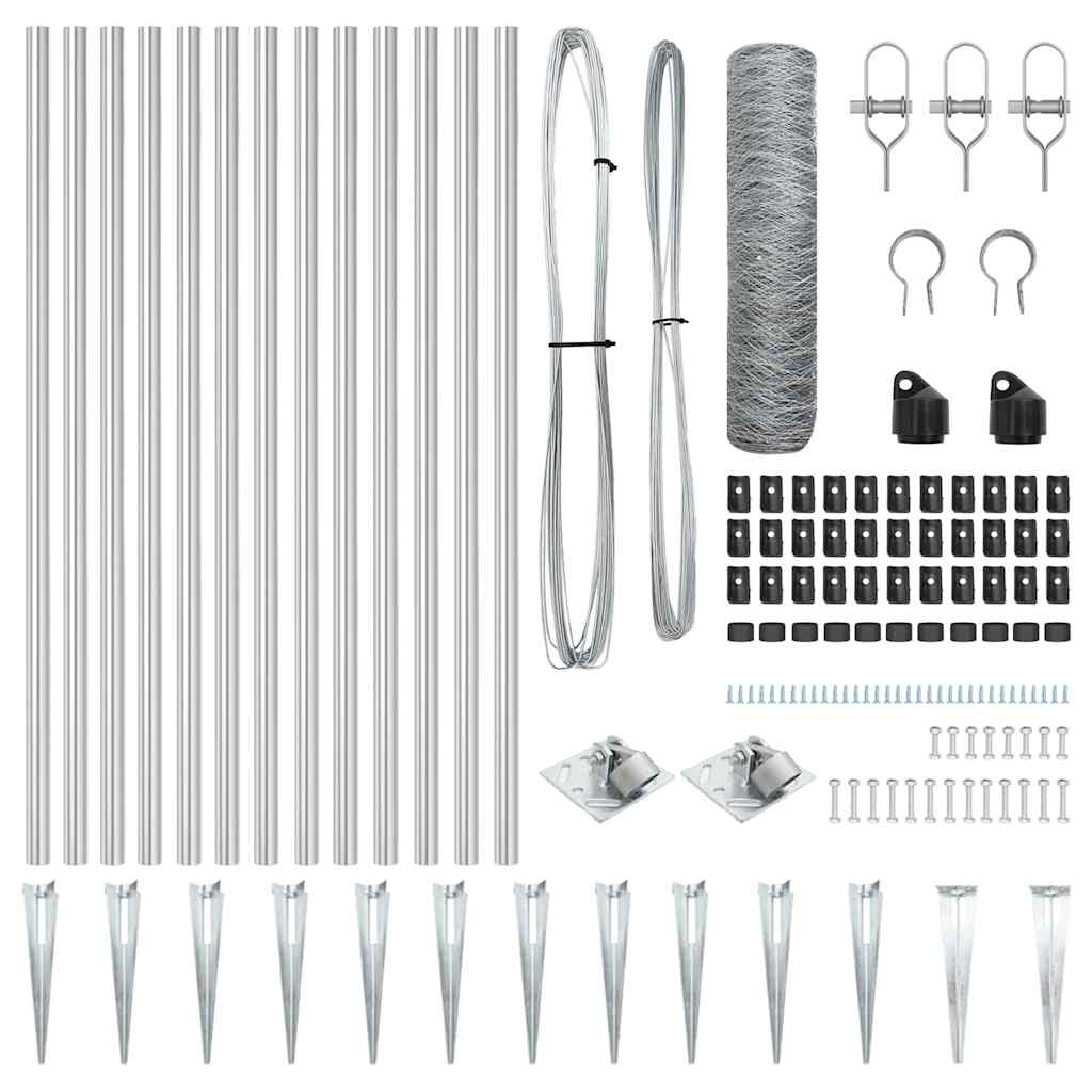 Palo della recinzione Argento 10 x 0,6 m (maglia 50 mm) Acciaio