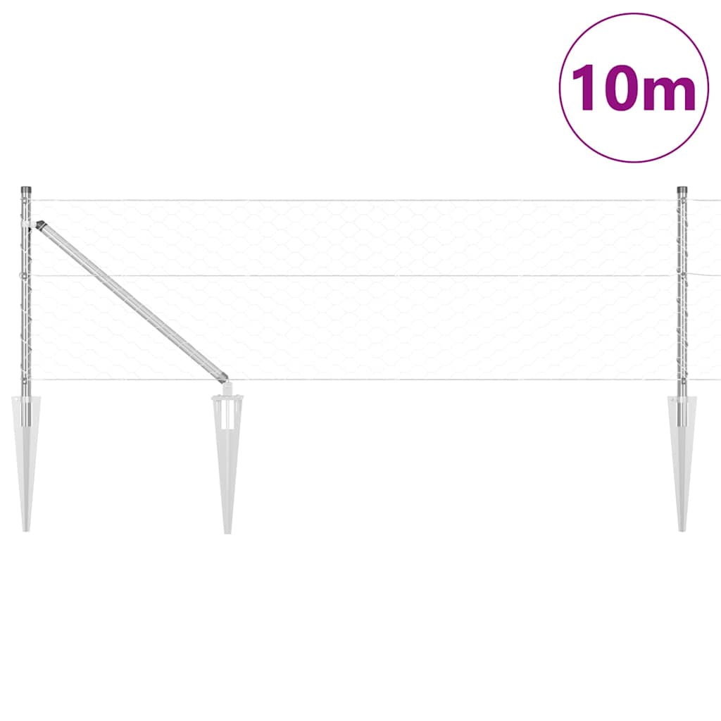 Palo della recinzione Argento 10 x 0,6 m (maglia 50 mm) Acciaio