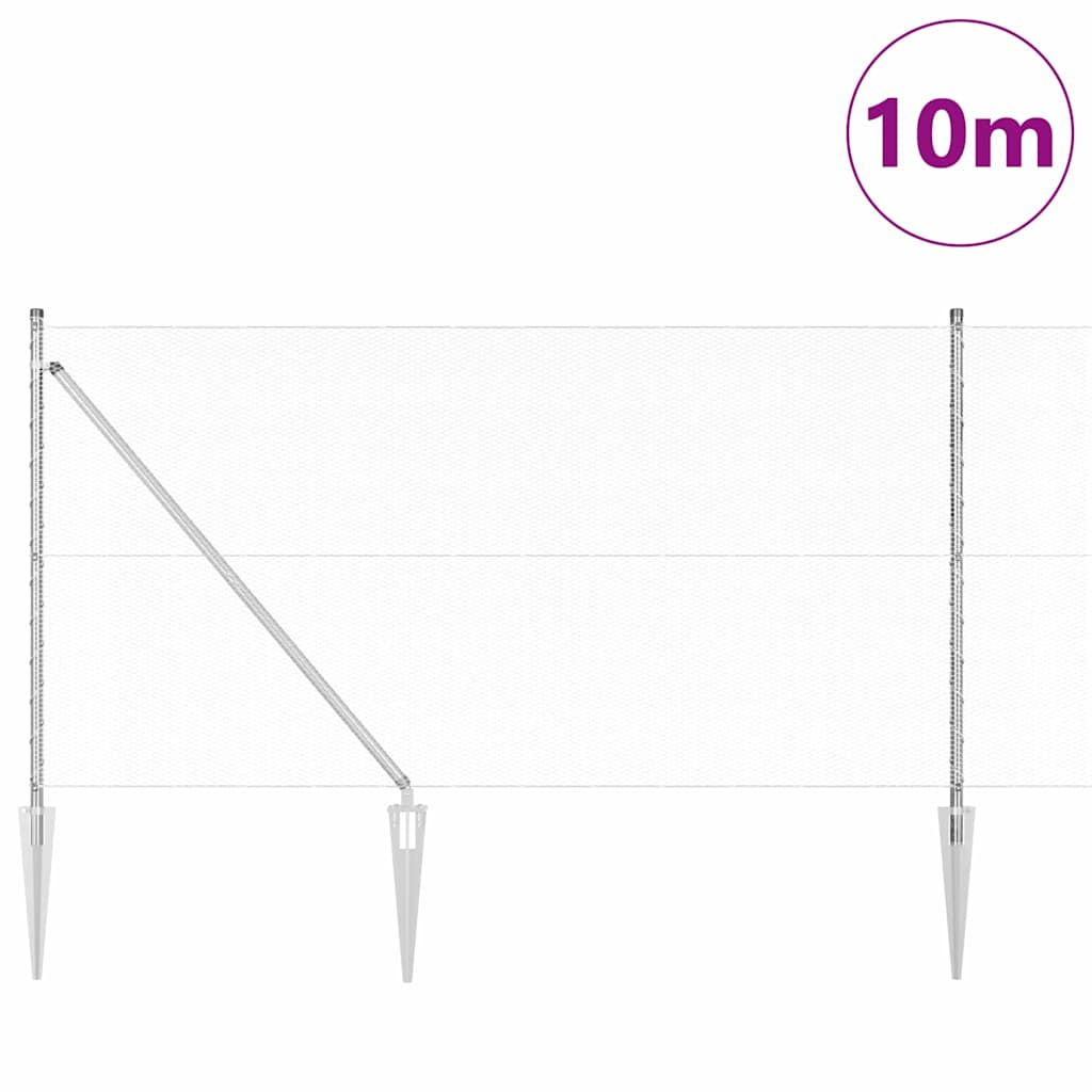 Recinzione in rete saldata con punte 10 x 1 m (L x H)