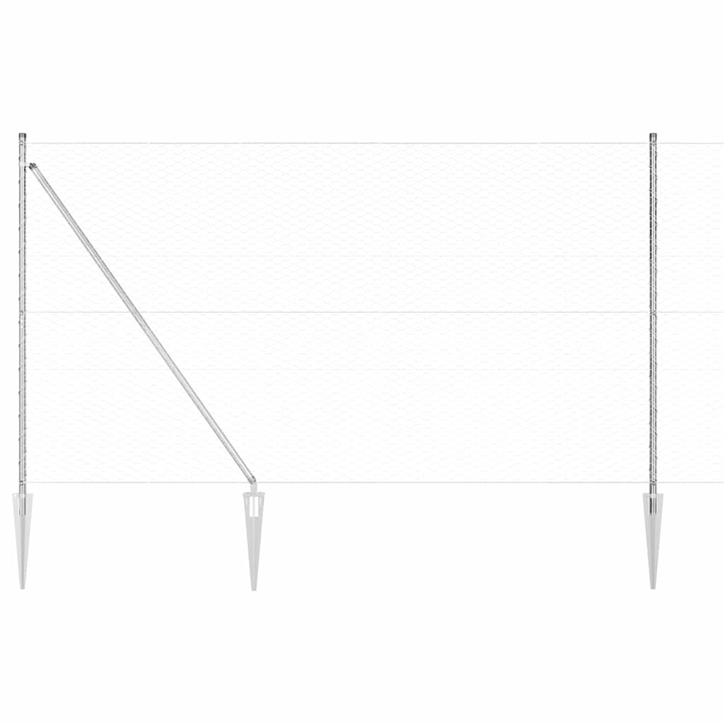 Recinzione esagonale da esterno con palo 10 x 1,6 m Argento