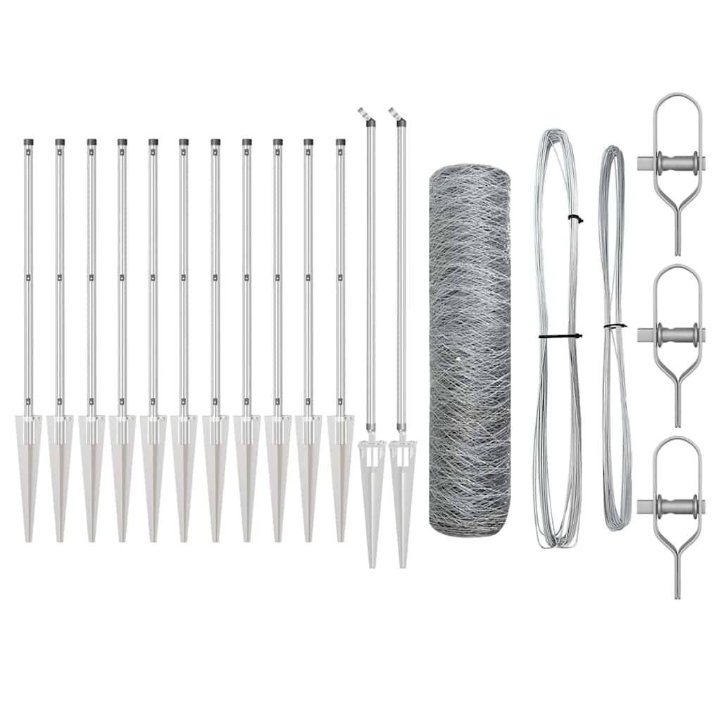 Recinzione con pali. Argento 0.5 x 25 m