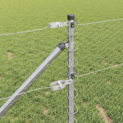 Recinzione esagonale da esterno con palo 25 x 0,6 m Argento