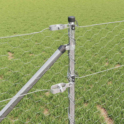 Recinzione esagonale da esterno con palo 25 x 0,6 m Argento