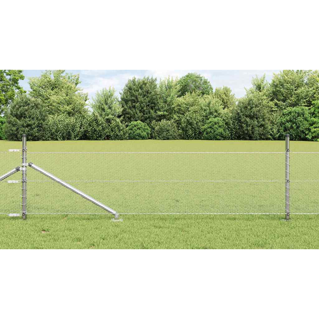 Recinzione esagonale da esterno con palo 25 x 0,8 m Argento