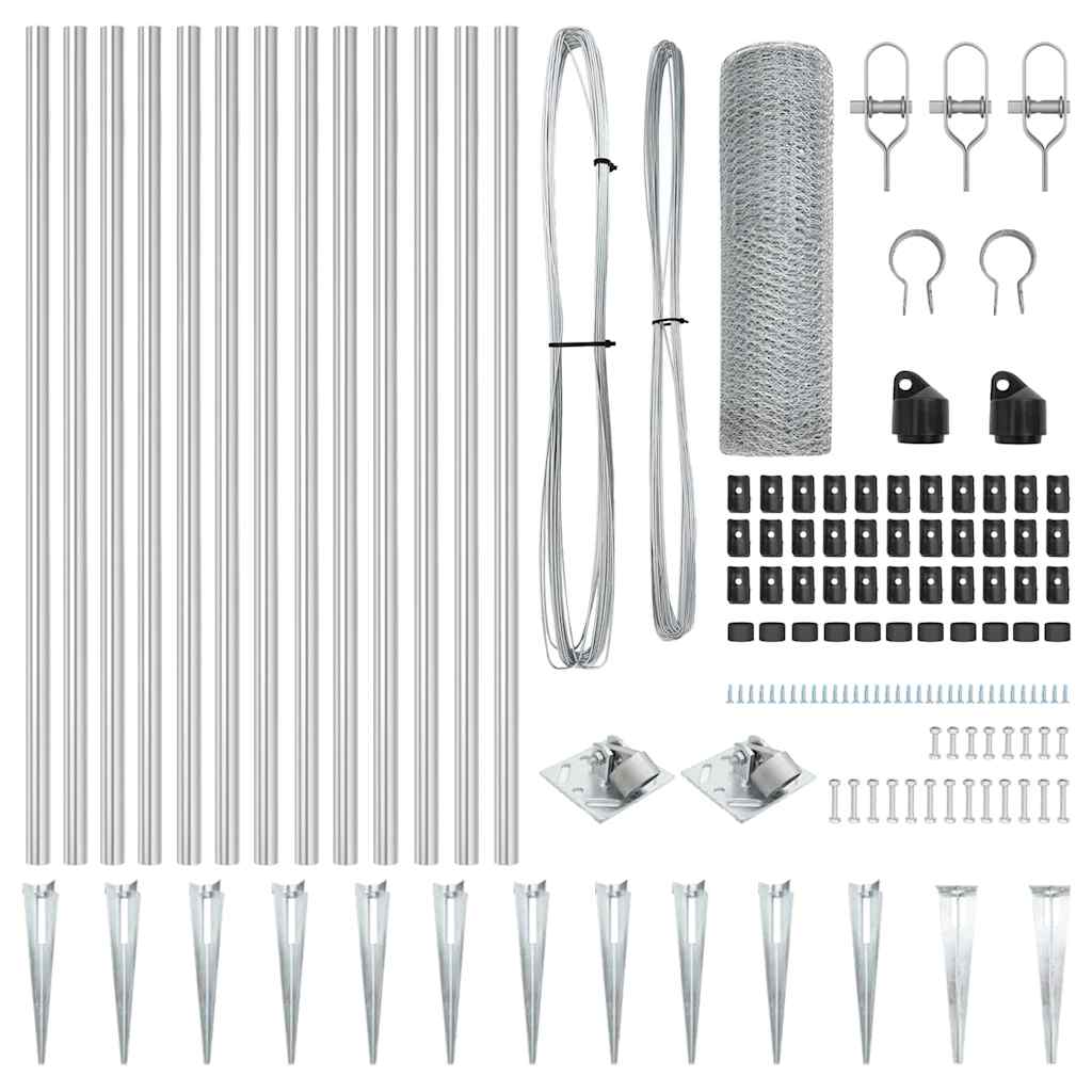 Palo della recinzione Argento 25 x 1 m (rete da 13 mm) Acciaio