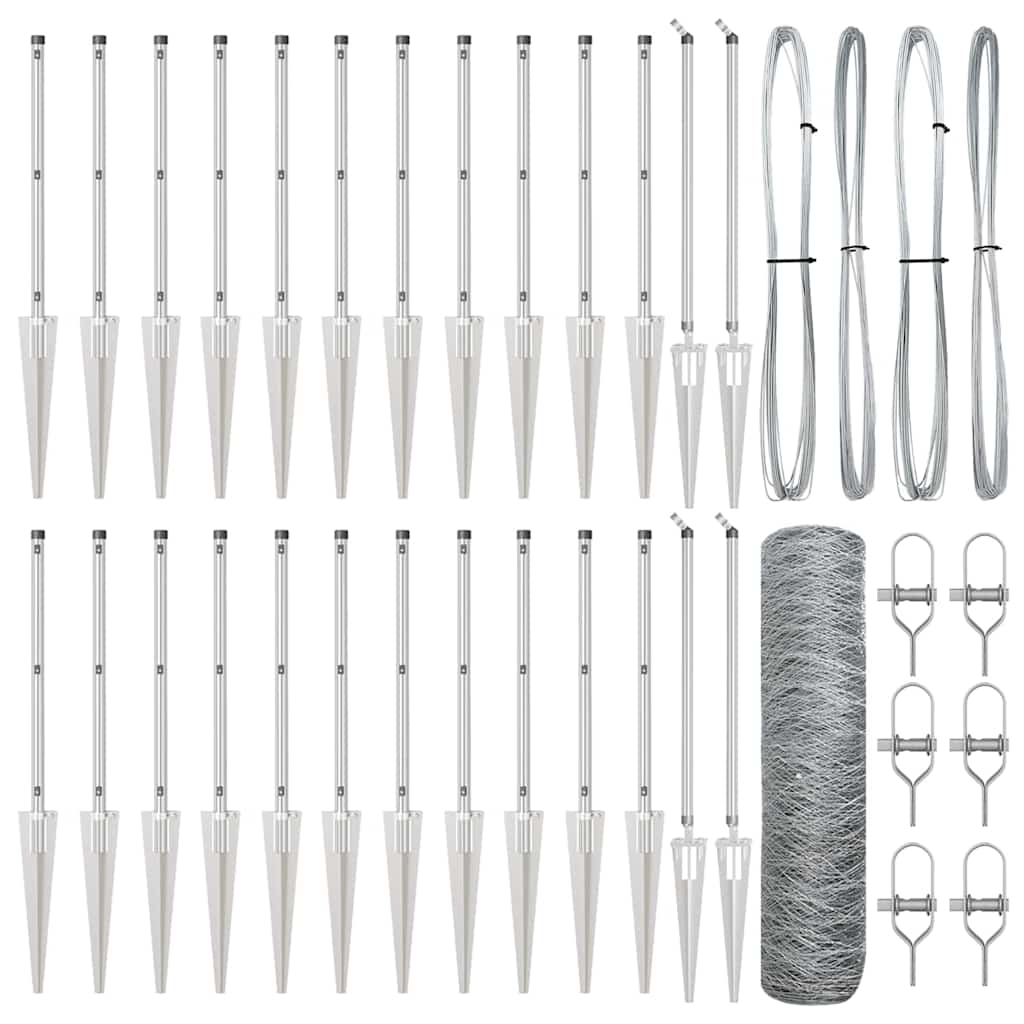 Palo della recinzione Argento 50 x 0,4 m (rete 36 mm) Acciaio