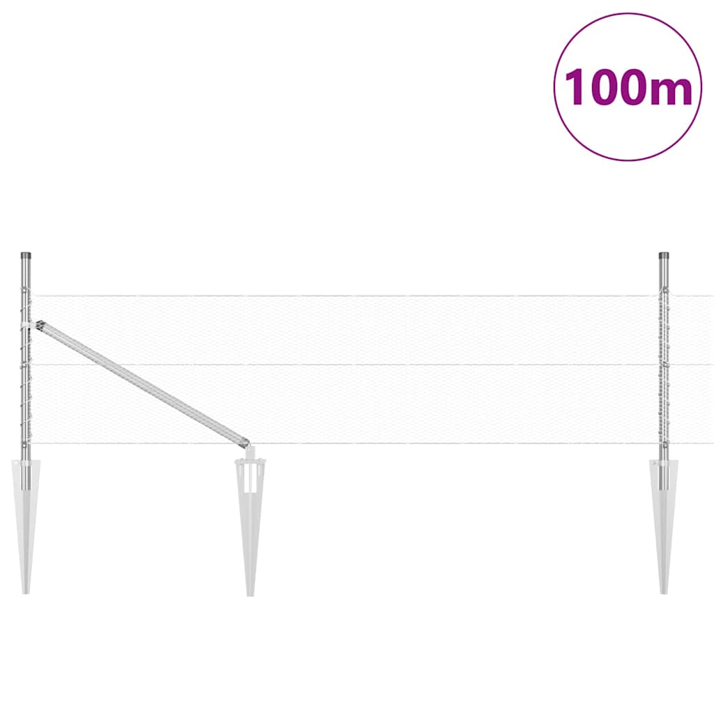 Palo della recinzione Argento 100 x 0,4 m (maglia di 13 mm)