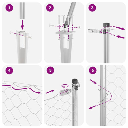 Palo della recinzione Argento 100 x 0,8 m (maglia da 50 mm)