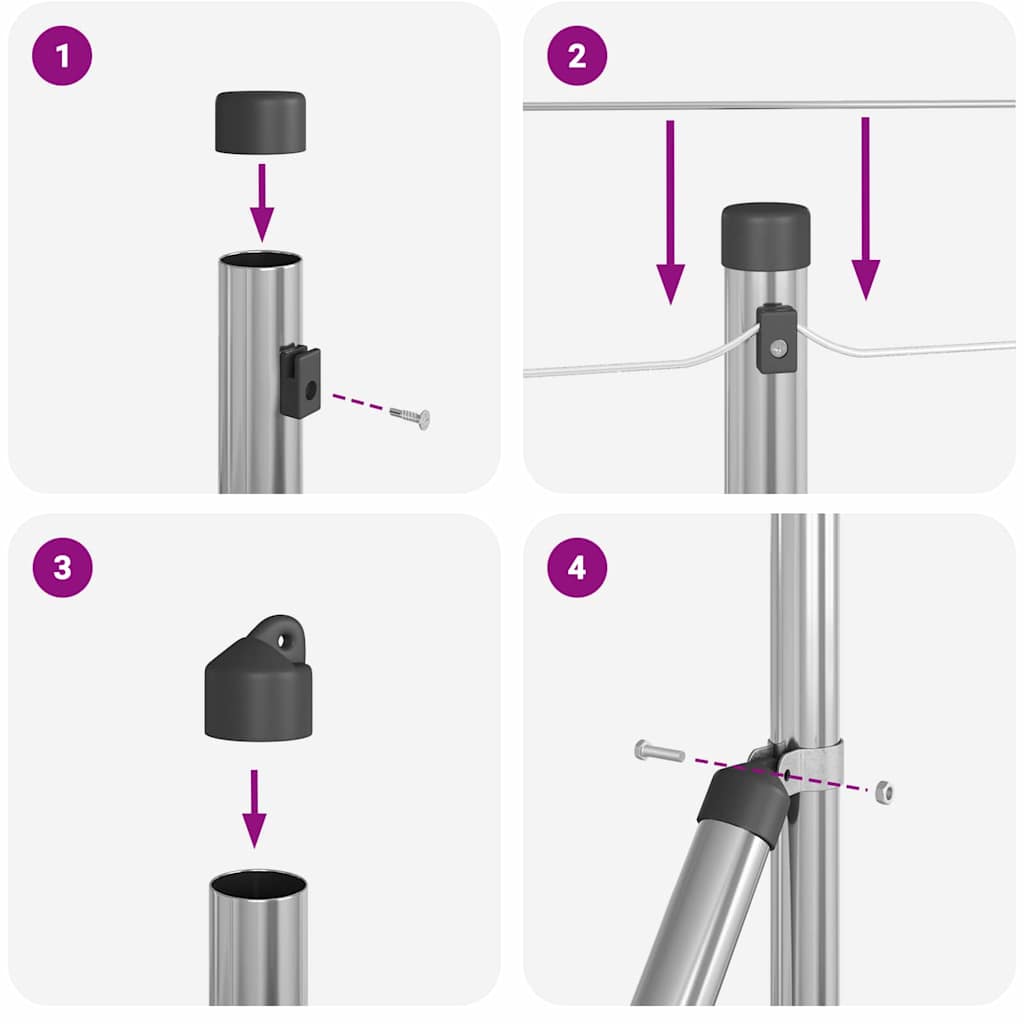 Palo della recinzione Argento 100 x 1 m (maglia da 25 mm)