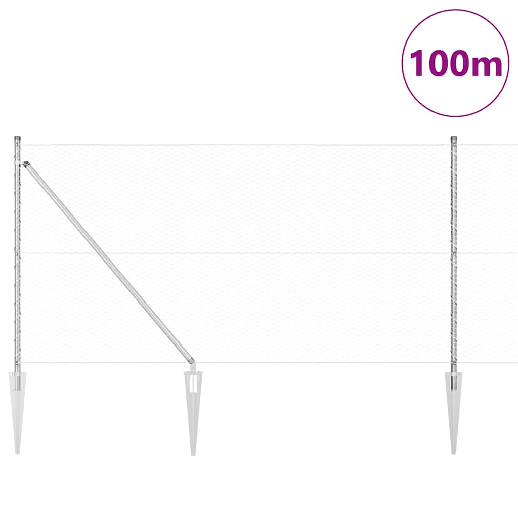 Palo della recinzione Argento 100 x 1 m (maglia da 25 mm)