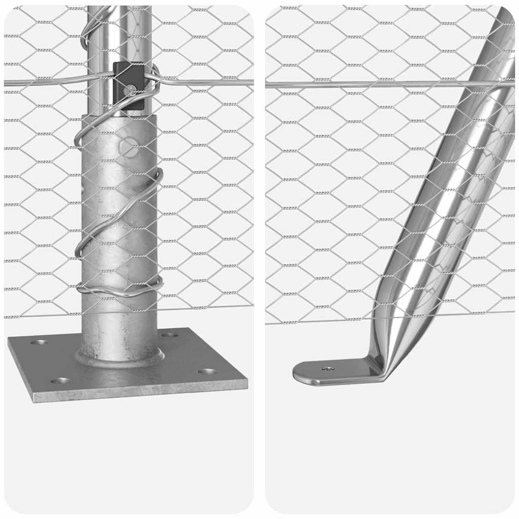 Palo della recinzione Argento 10 x 0,5 m (rete da 13 mm)
