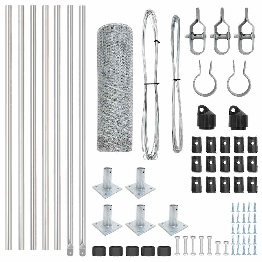 Palo della recinzione Argento 10 x 0,5 m (rete da 13 mm)