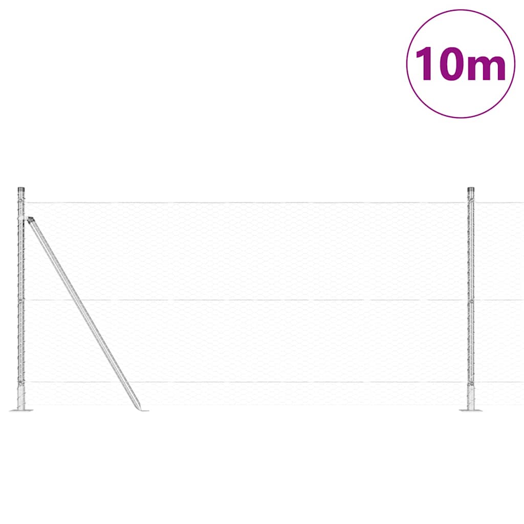 Recinzione esagonale per esterni con base in cemento 10 x 1 m