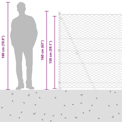 Recinzione esagonale per esterni con base in cemento 10 x 1,5 m
