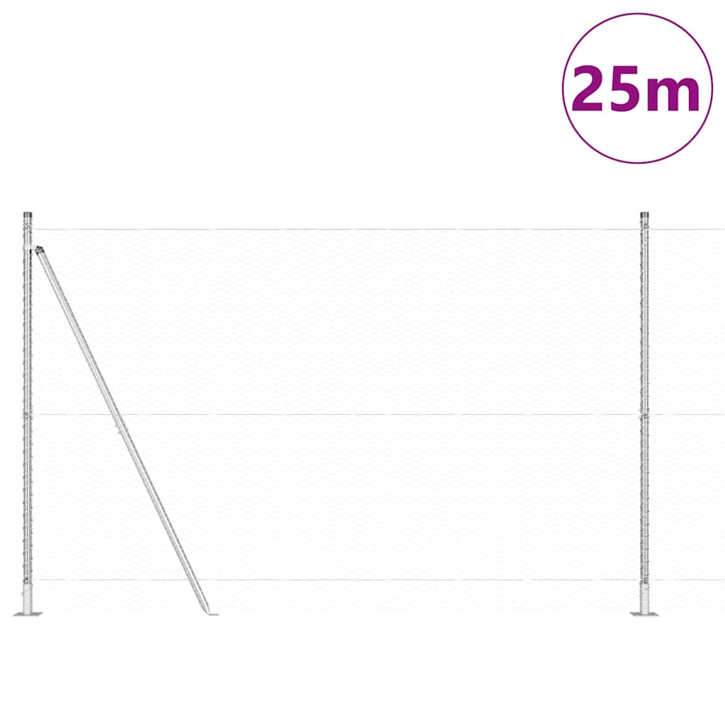 Palo della recinzione Argento 25 x 1,5 m (rete da 25 mm)