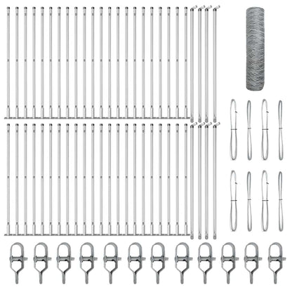 Palo della recinzione Argento 100 x 0,8 m (maglia da 50 mm)