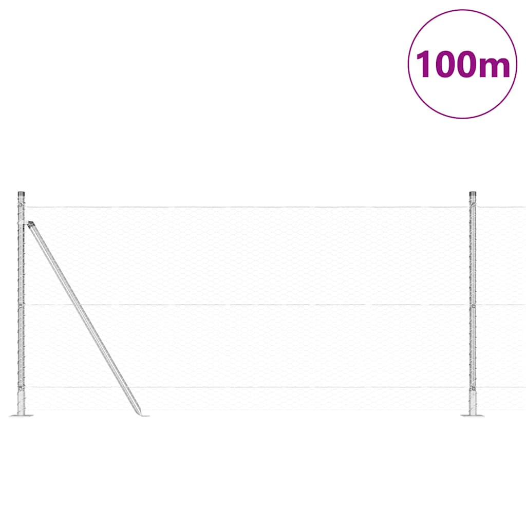Palo della recinzione Argento 100 x 1 m (maglia da 25 mm)