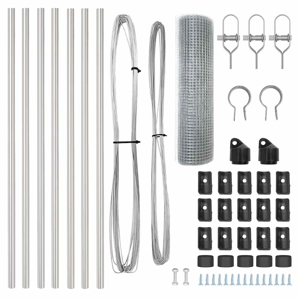 Palo della recinzione Argento 10 x 0,6 m (rete 12 x 12 mm)