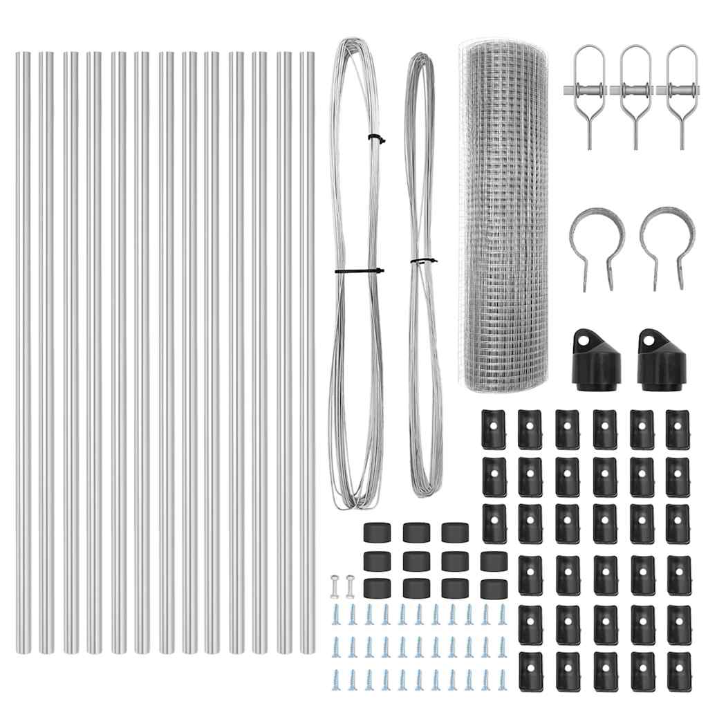 Palo della recinzione Argento 25 x 0,4 m (rete 19 x 19 mm)