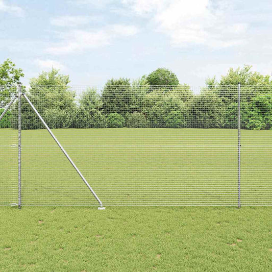 Recinzione in rete saldata con punte 10 x 1,6 m Argento Rete