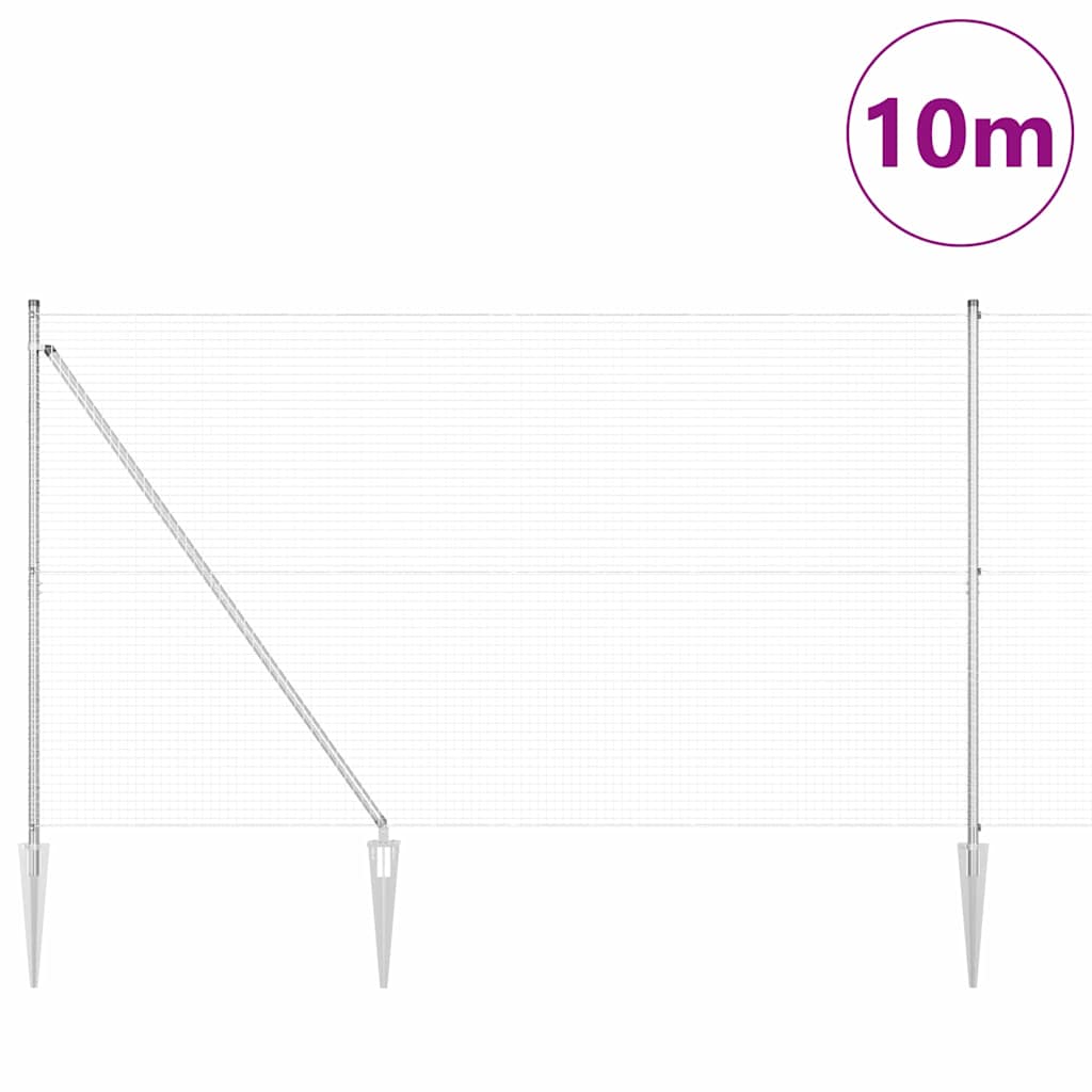 Recinzione in filo saldato per esterni con punte 10 x 1,6 m