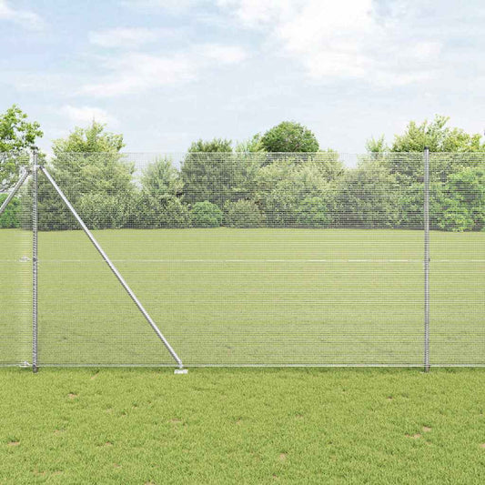 Recinzione in rete saldata con punte 50 x 1,5 m Argento Rete