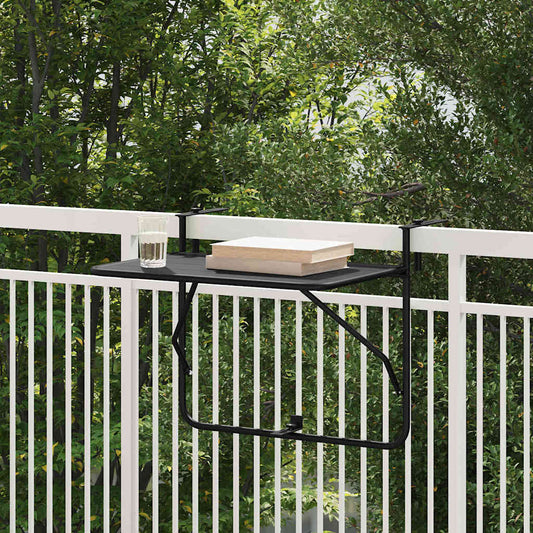 Tavolo Appeso da Balcone Nero 60 x 39 x 65 cm Acciaio