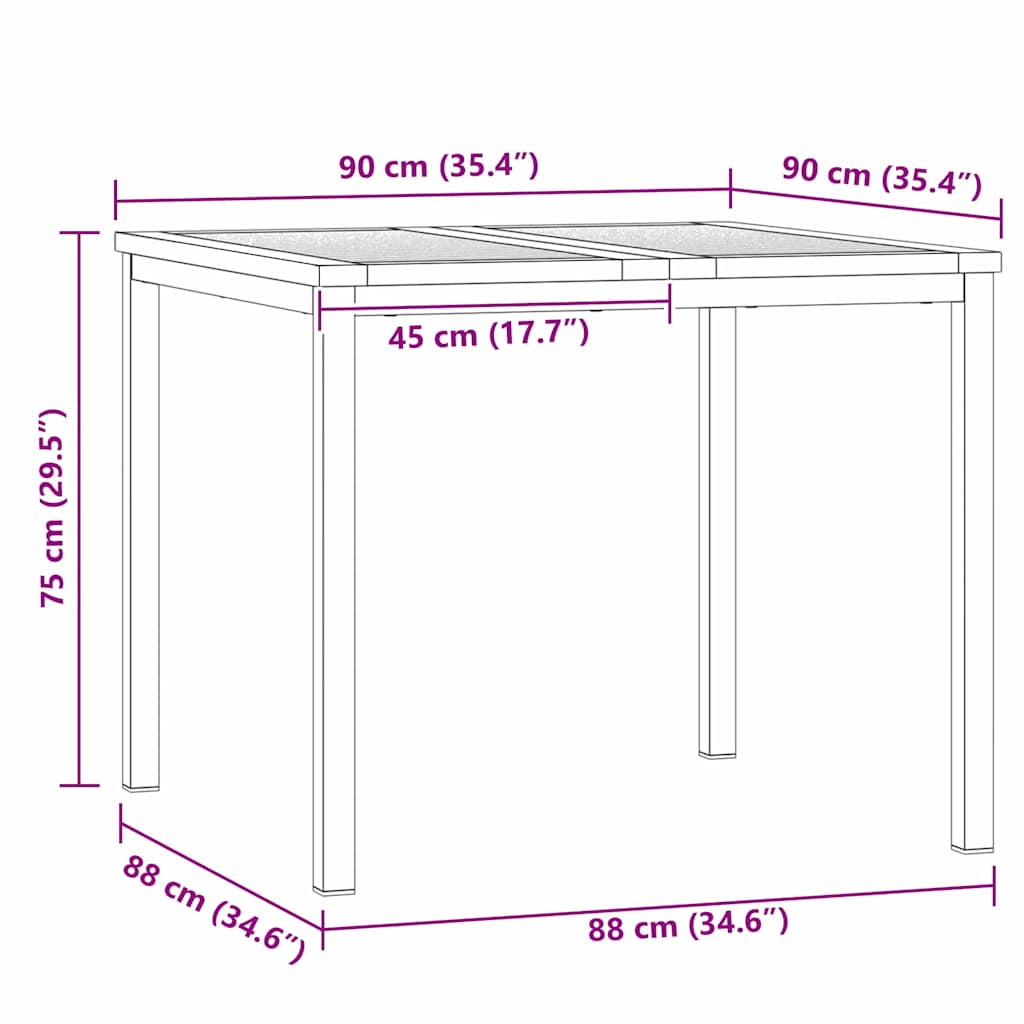 TavolodaPranzo Marrone 90 x 90 x 75 cm Legno di Acacia Massello | homemem39