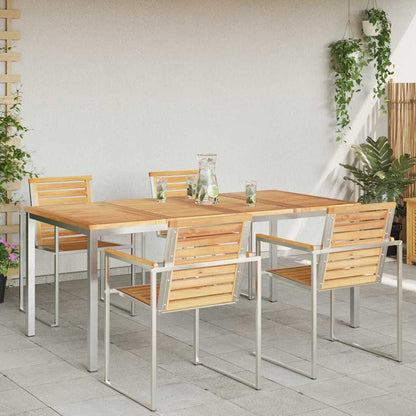 Tavolo da pranzo Legno Teak Massello e Acciaio Inossidabile