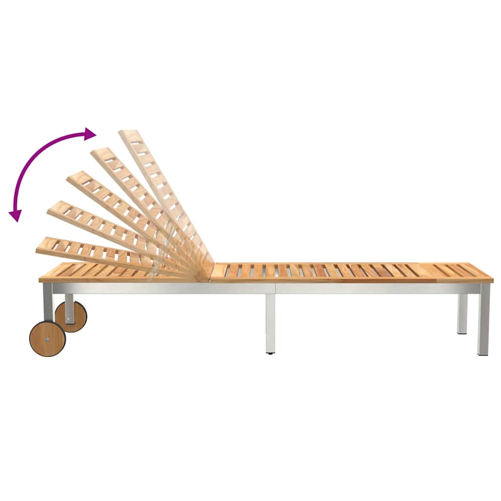 Lettino da sole Olio Naturale Legno di teak solido