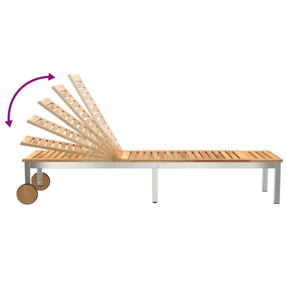 Lettino da sole Olio Naturale Legno di teak solido