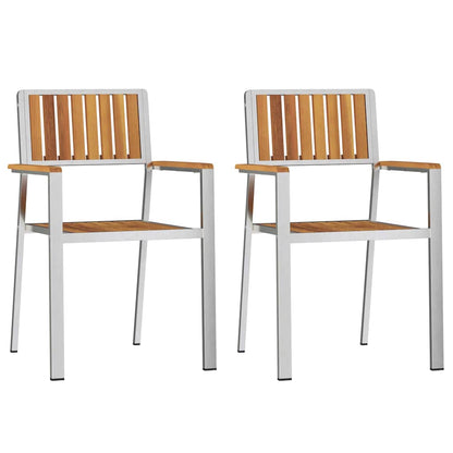 Sedia da Giardino 2 pcs Marrone Legno di Acacia Massello