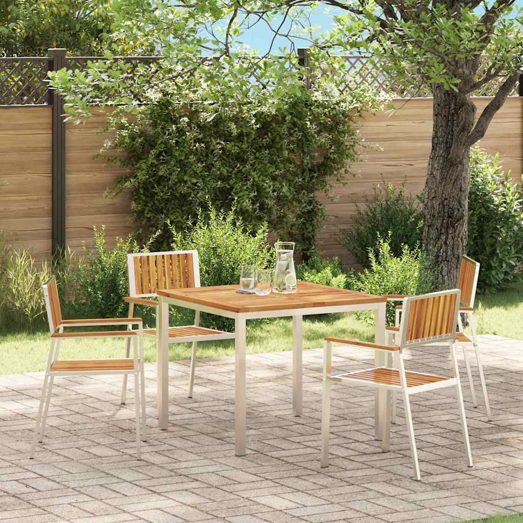 Sedia da Giardino 4 pcs Marrone Legno di Acacia Massello