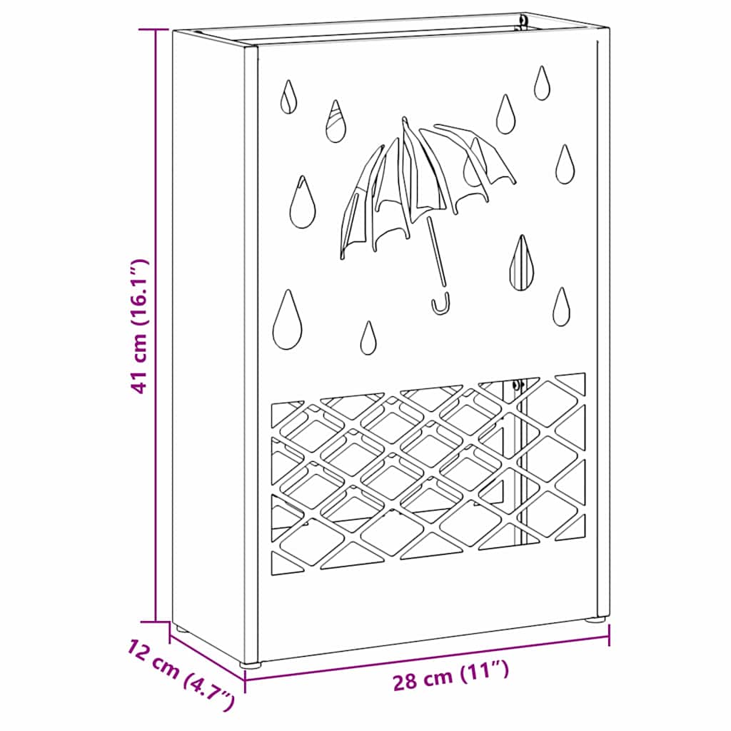 Stand per Ombrelli da Pioggia Nero 28 x 12 x 41 cm Acciaio | homemem39