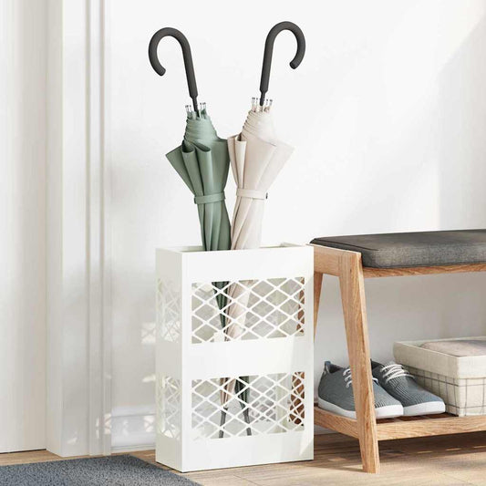 Stand per Ombrelli da Pioggia Bianco 28 x 12 x 41 cm Acciaio | homemem39