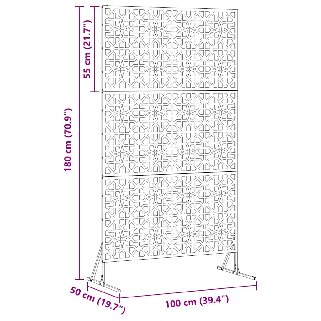 Schermo per Privacy Bianco 100 x 50 x 180 cm Acciaio