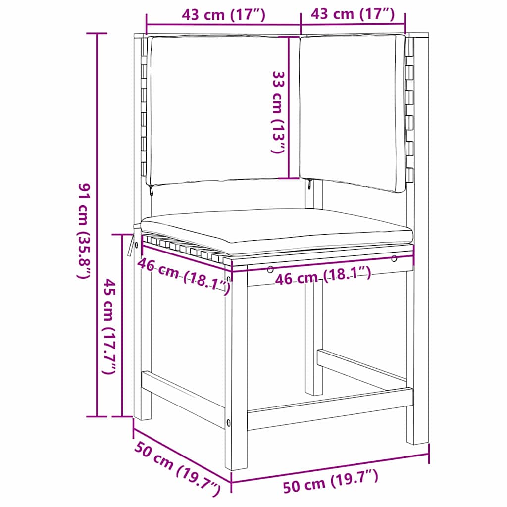 Sedia da Giardino Marrone 50 x 50 x 91cm