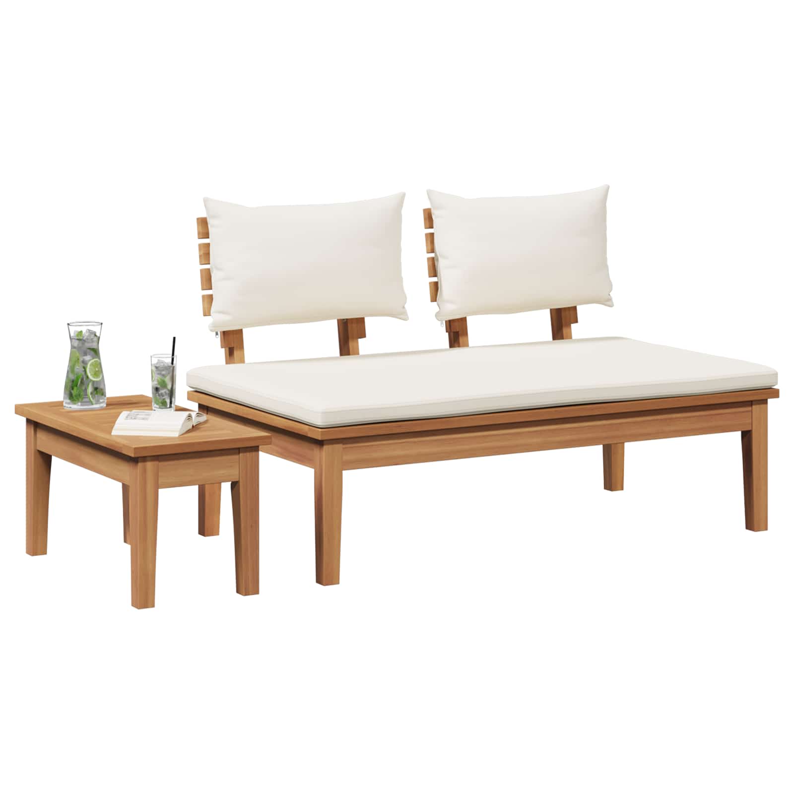 Set Panchina e Tavolo da Giardino 2 pcs Crema e Marrone | homemem39