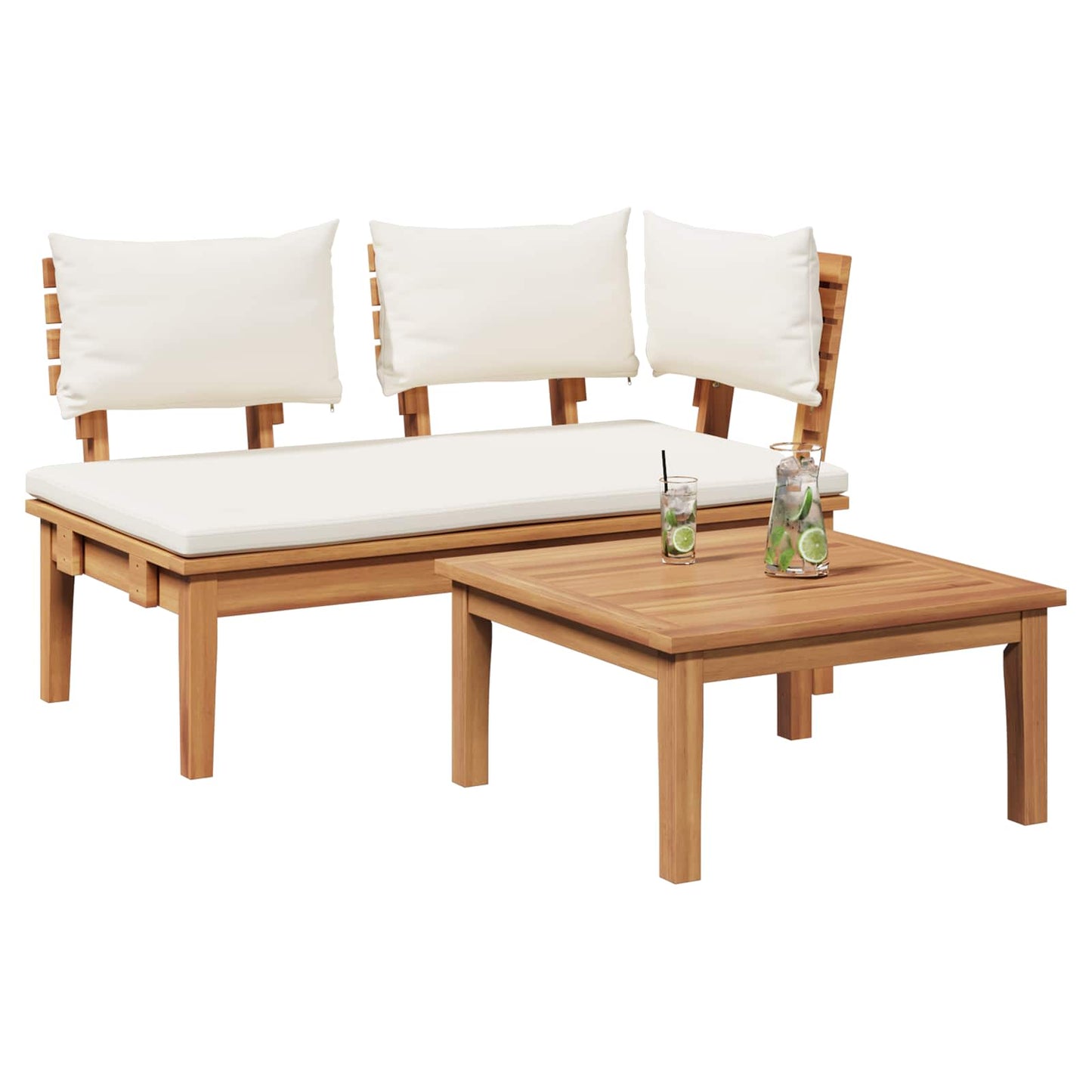 Set Panchina e Tavolo da Giardino 2 pcs Crema e Marrone | homemem39