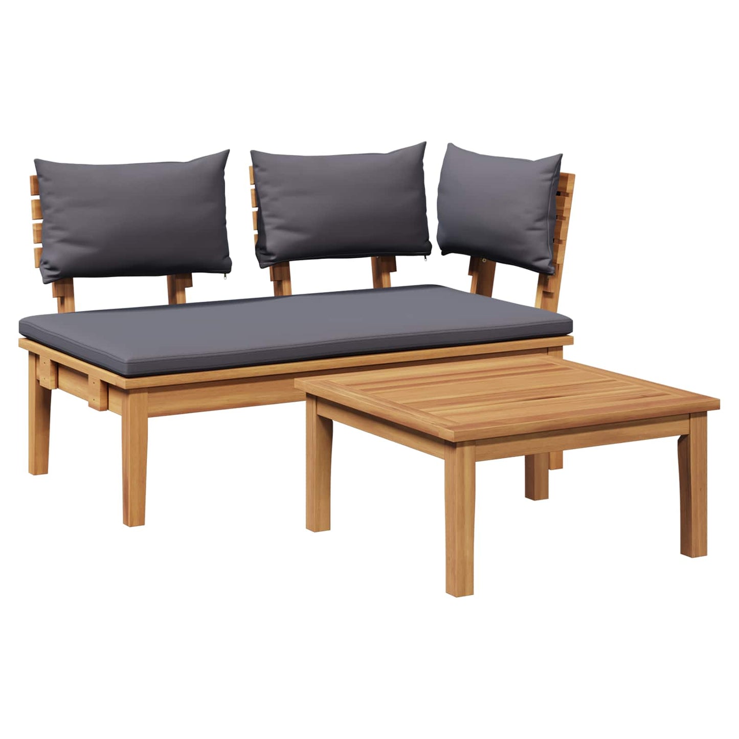 Set Panchina e Tavolo da Giardino 2 pcs Grigio e Marrone | homemem39