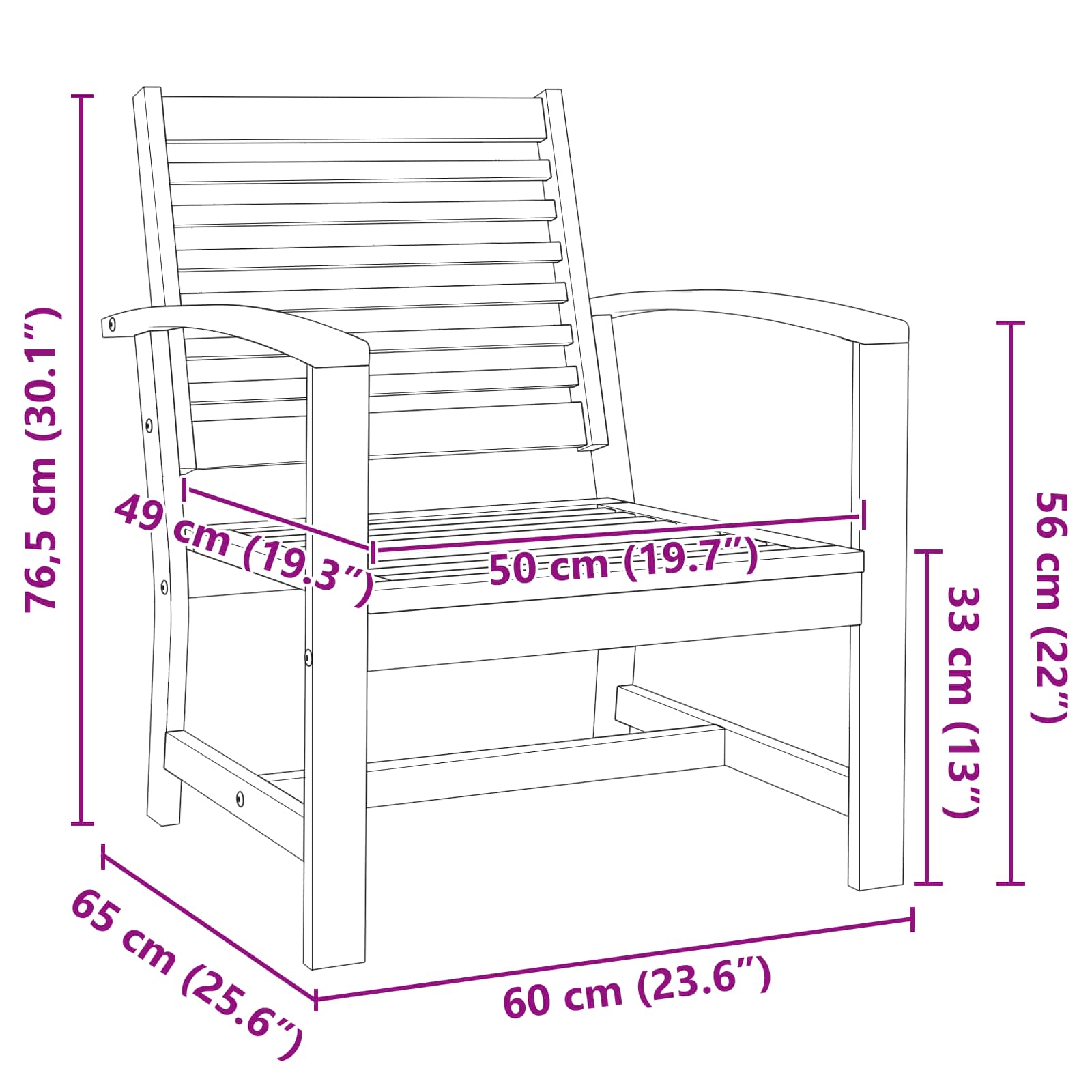 Sedia 2 Pezzo Marrone 65 x 60 x 76,5 cm Legno di teak solido | homemem39