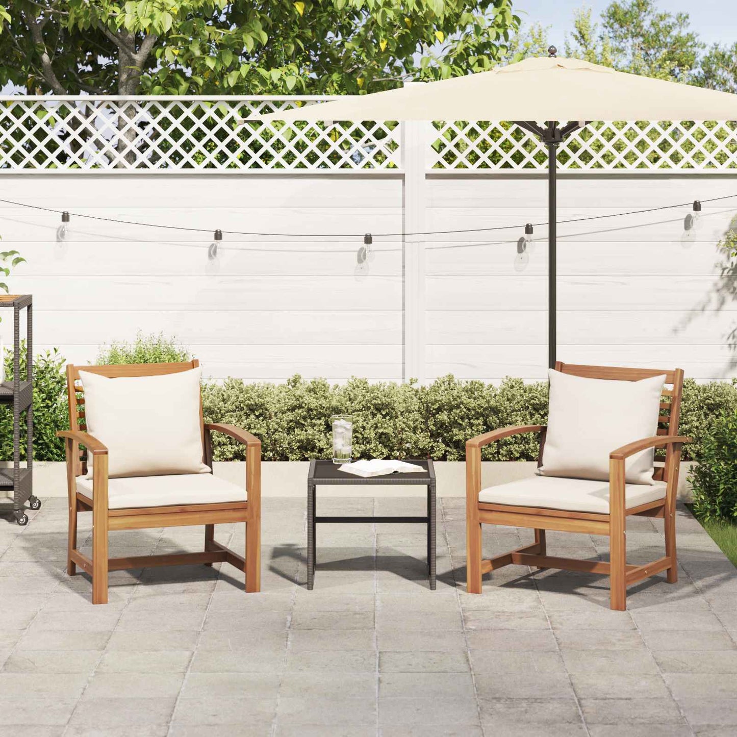 Sedia con cuscino 2 Pezzo Marrone e Crema 65 x 60 x 76,5 cm | homemem39
