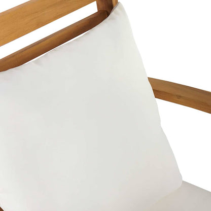 panchina con cuscino 2 pcs Marrone e Crema Legno di teak solido