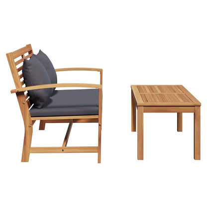 panchina con cuscino Marrone e grigio scuro 110 x 65 x 76.5 cm