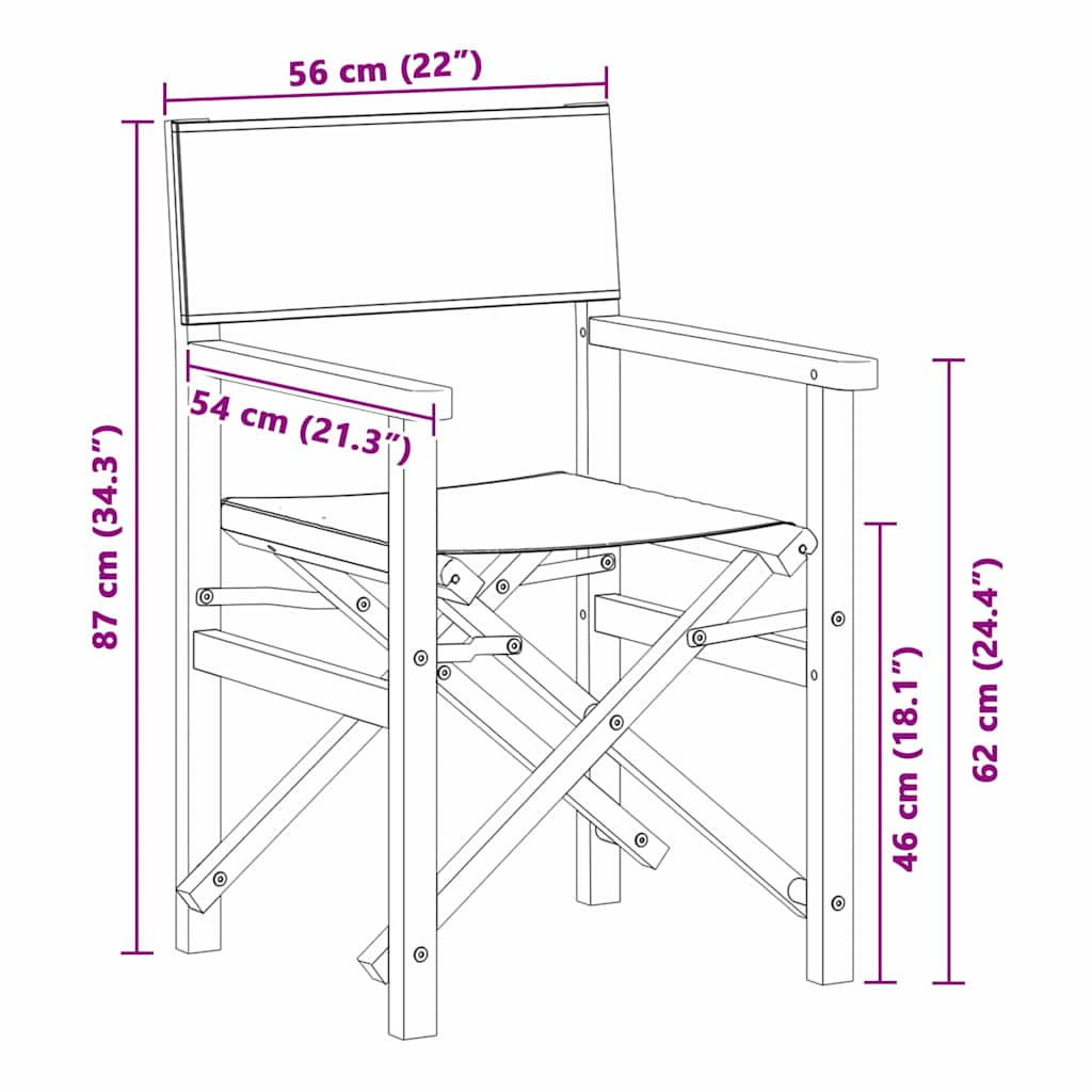 Sedia Direttore Pieghevole Grigio 56 x 54 x 87 cm
