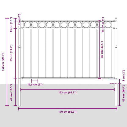 Elemento Recinzione ASSEN Grigio 170 x 150 cm Acciaio | homemem39